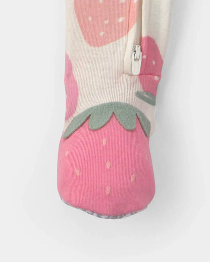 Toddler Girl Strawberry Cotton Snug Fit 1-Piece Pajama - Pink/White