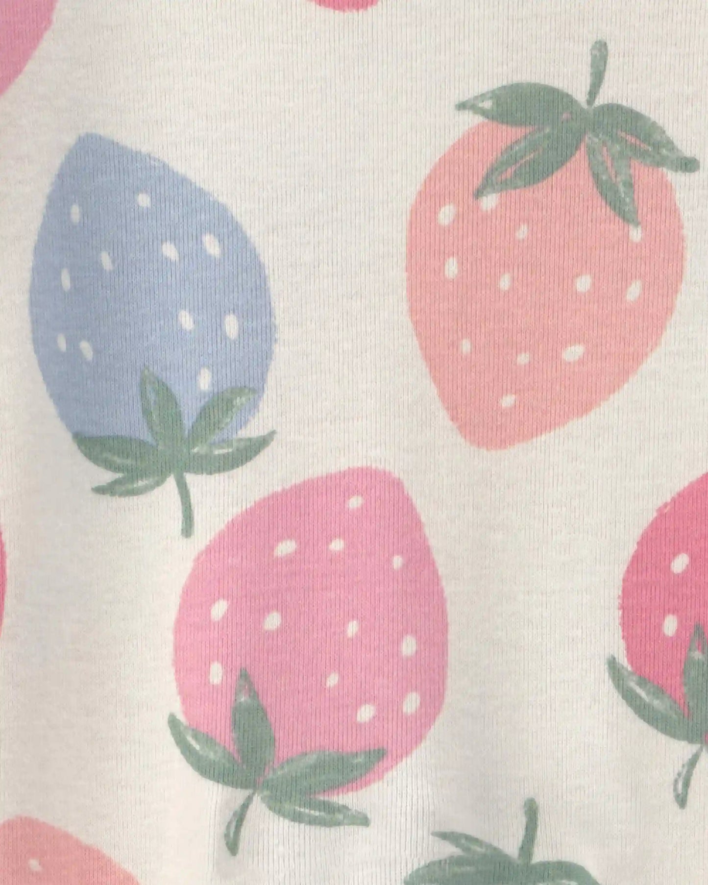 Toddler Girl Strawberry Cotton Snug Fit 1-Piece Pajama - Pink/White