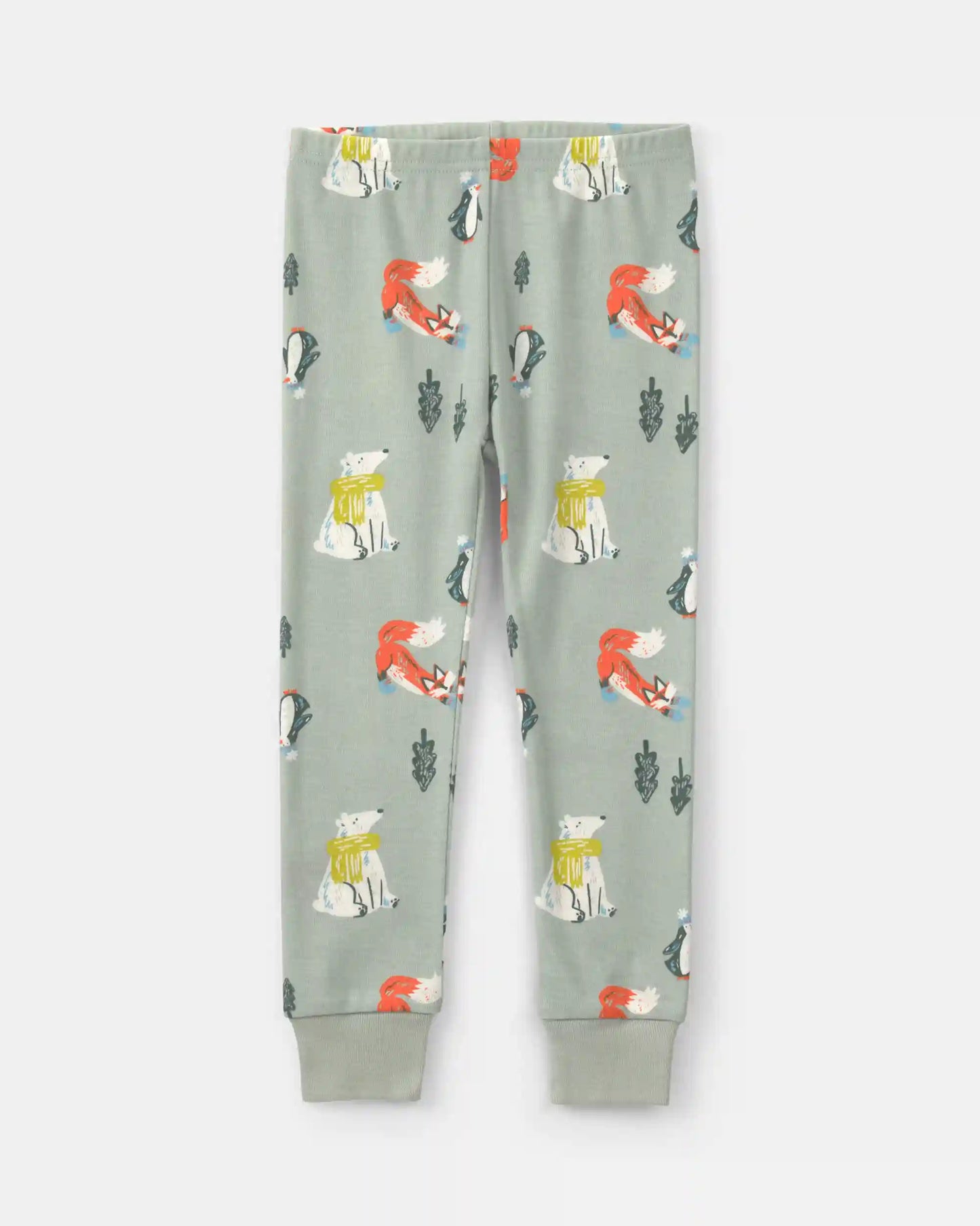 Toddler Boy Polar Bear 100% Cotton 4-Piece Pajama Set - Blue/Grey