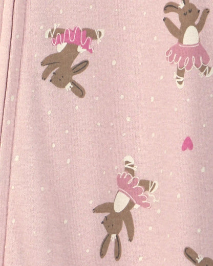 Toddler Girl Ballerina Bunny Cotton Snug Fit 1-Piece Pajama - Pink