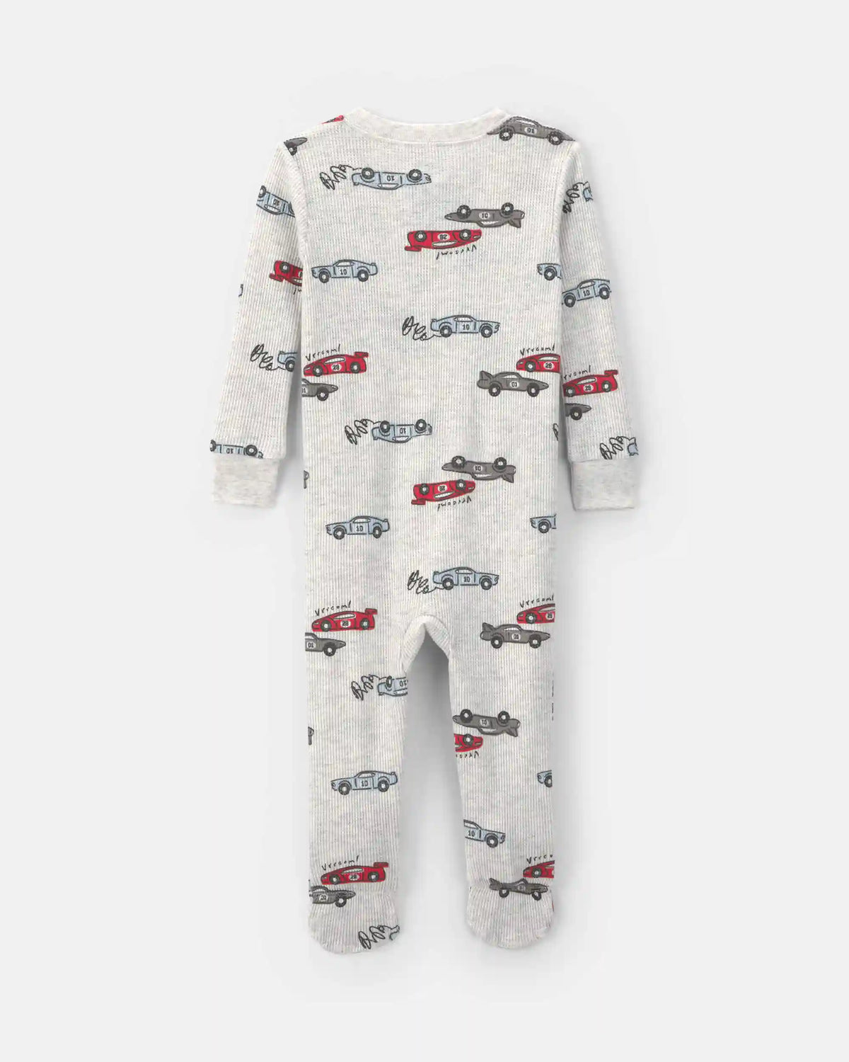 Toddler Boy Race Car Thermal Waffle Knit 1-Piece Pajama - Cream
