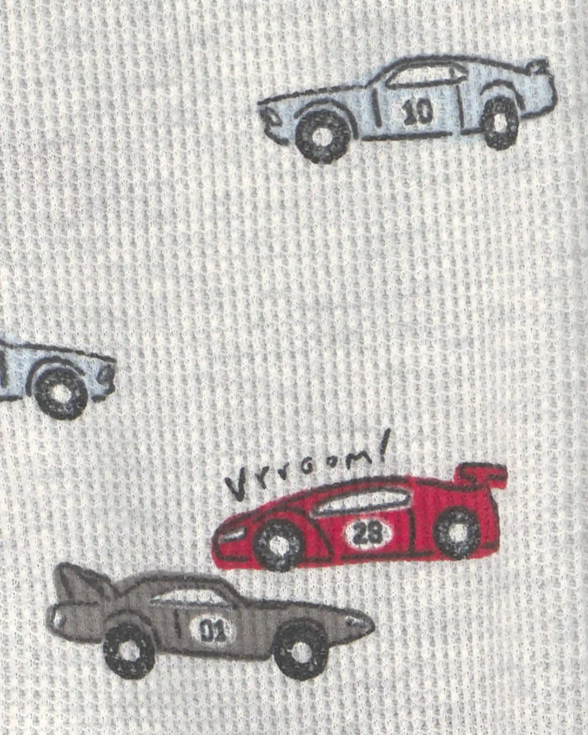 Toddler Boy Race Car Thermal Waffle Knit 1-Piece Pajama - Cream