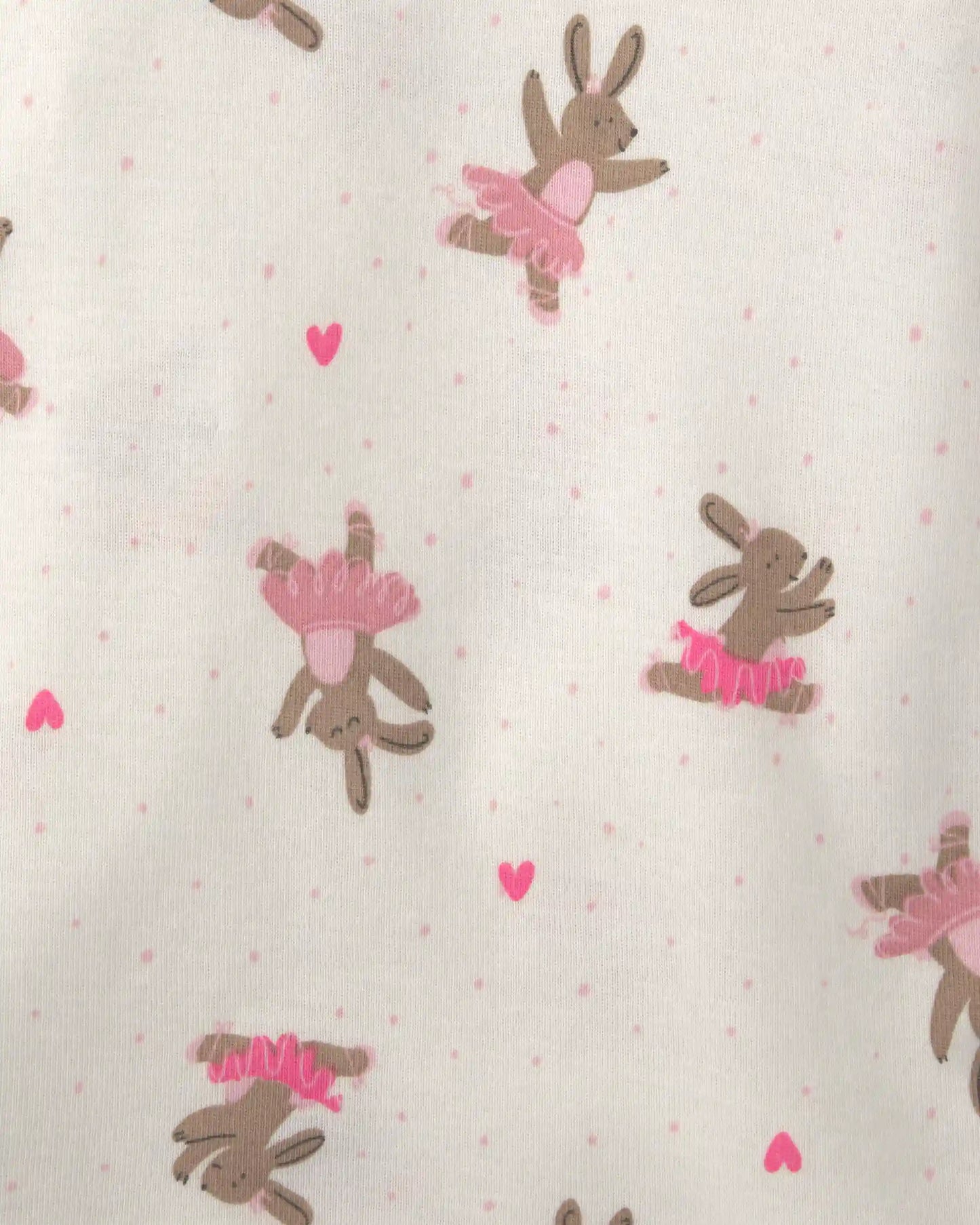 Toddler Girl Ballerina Bunny Cotton Snug Fit 4-Piece Pajama Set - Pink/White