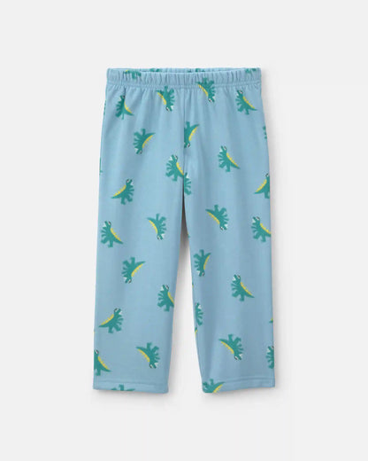 Toddler Boy 'Sleep!' Dinosaur Fleece Loose Fit 2-Piece Pajama Set - Grey/Blue