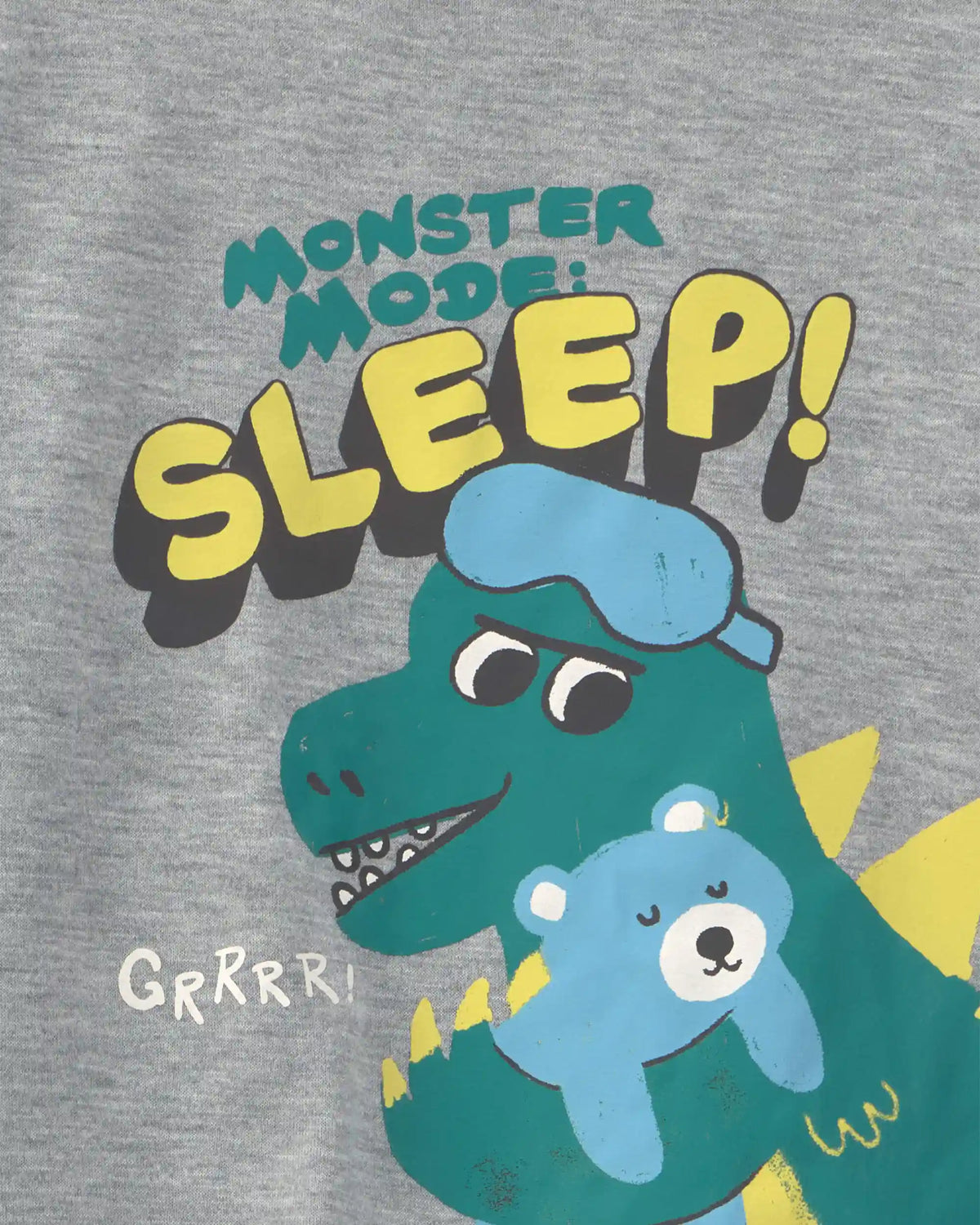 Toddler Boy 'Sleep!' Dinosaur Fleece Loose Fit 2-Piece Pajama Set - Grey/Blue