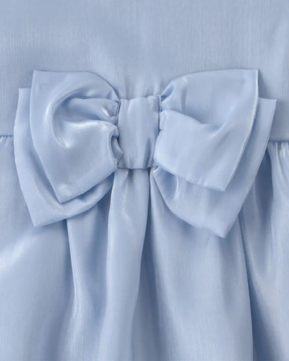 Toddler Girl Bow Occasion Dress - Blue