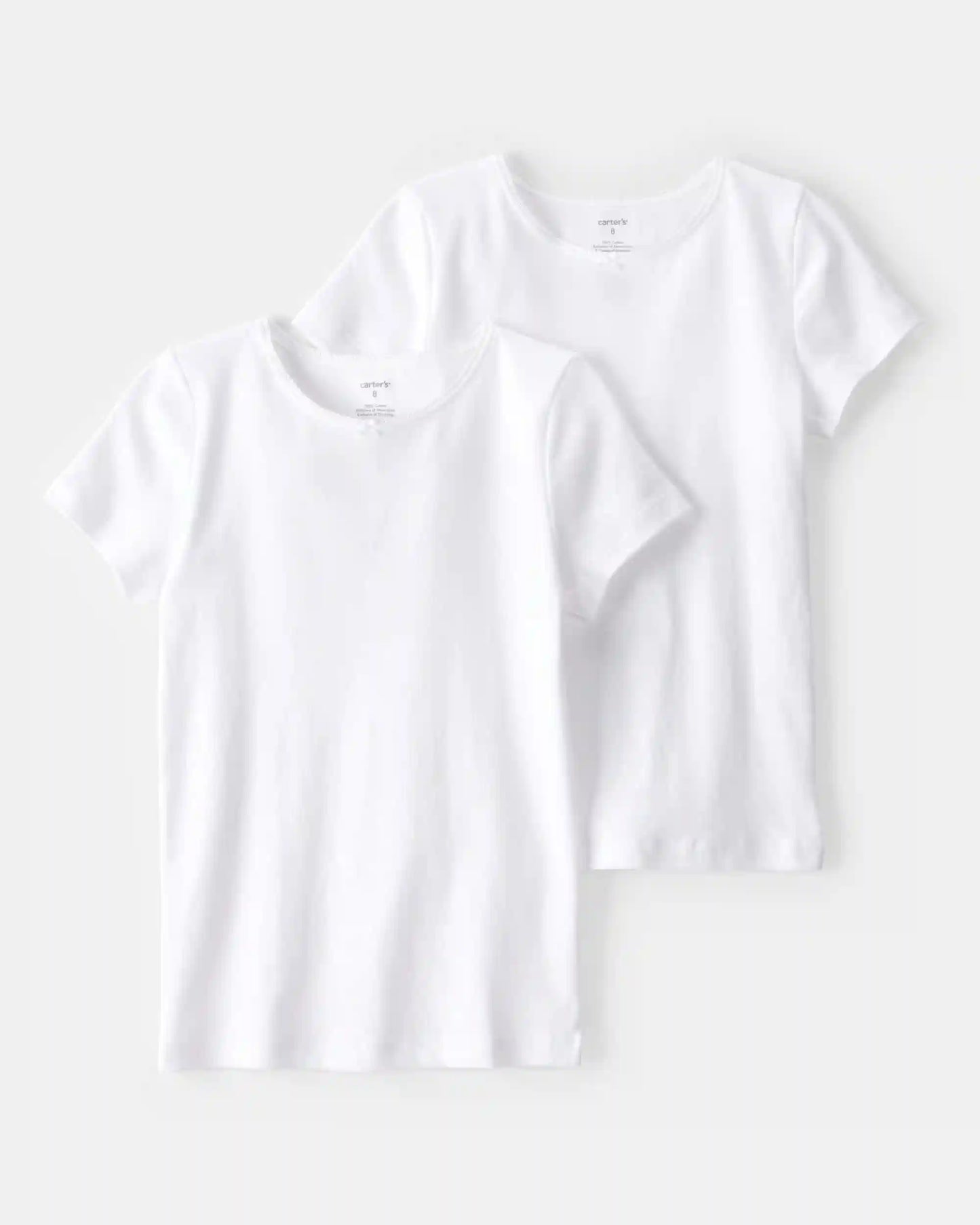 Girls 2-Pack Cotton Short-Sleeve Undershirts - White