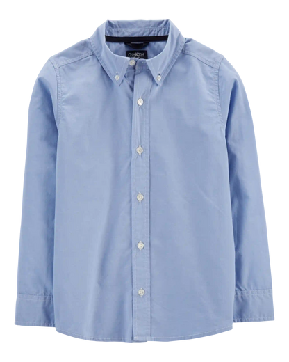 Boys Long Sleeve Button-Front Uniform Shirt - Blue