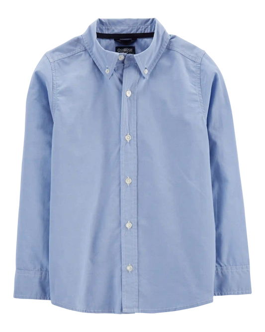 Boys Long Sleeve Button-Front Uniform Shirt - Blue