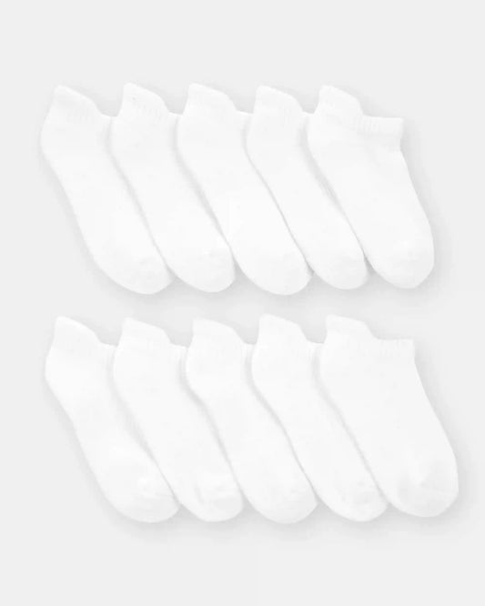 Kid 10-Pack No Show Socks - White