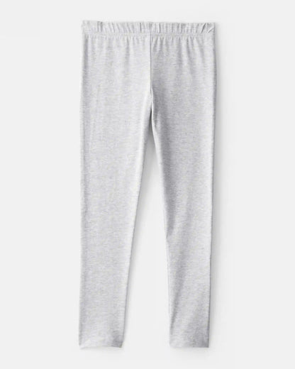 Girls Cotton Stretch Leggings - Grey