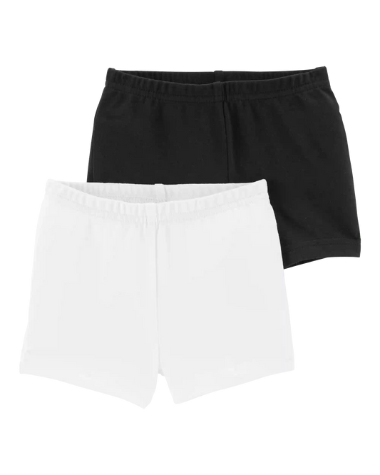 Girls 2-Pack Cartwheel Shorts - Black/White