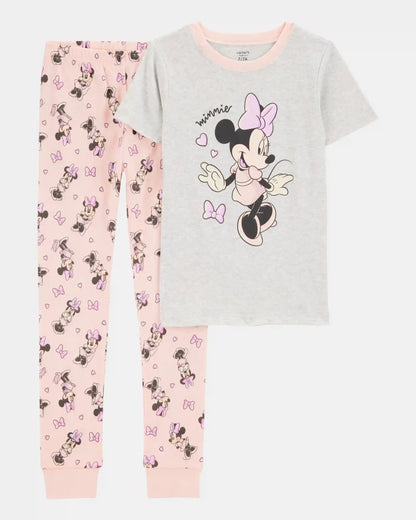 Girls Minnie Mouse Snug Fit Cotton 2-Piece Pajamas