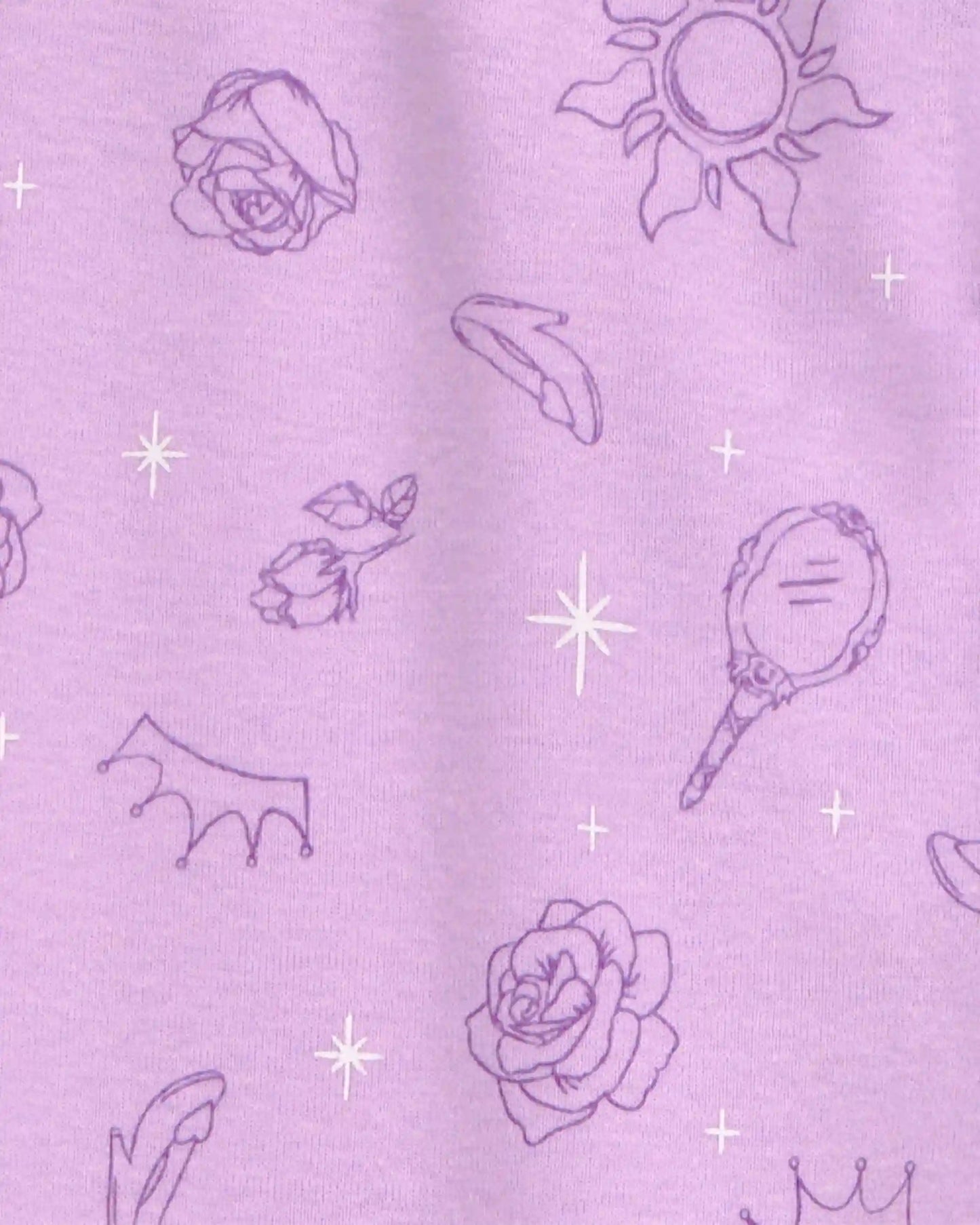 Girls Disney Princess Snug Fit Cotton 2-Piece Pajamas - Purple