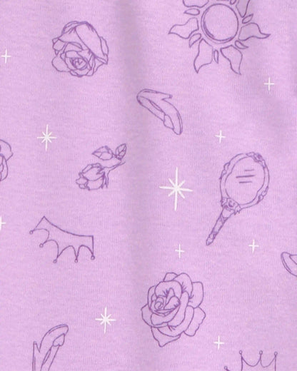 Girls Disney Princess Snug Fit Cotton 2-Piece Pajamas - Purple