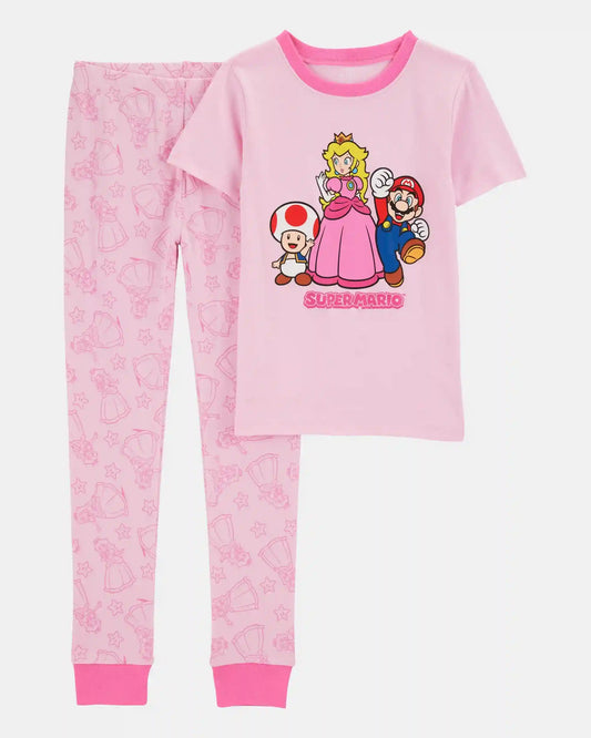 Girls Super Mario Bros™ Snug Fit Cotton 2-Piece Pajamas - Pink
