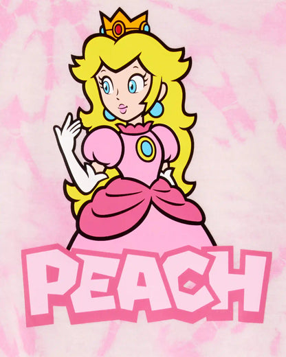 Kid Super Mario Bros™ Princess Peach Print Loose Fit 2-Piece Pajamas - Pink