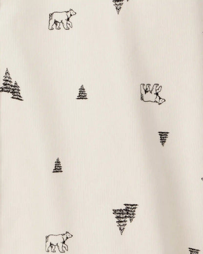 Boys Christmas Print Corduroy Long-Sleeve Button-Down Shirt - Ivory