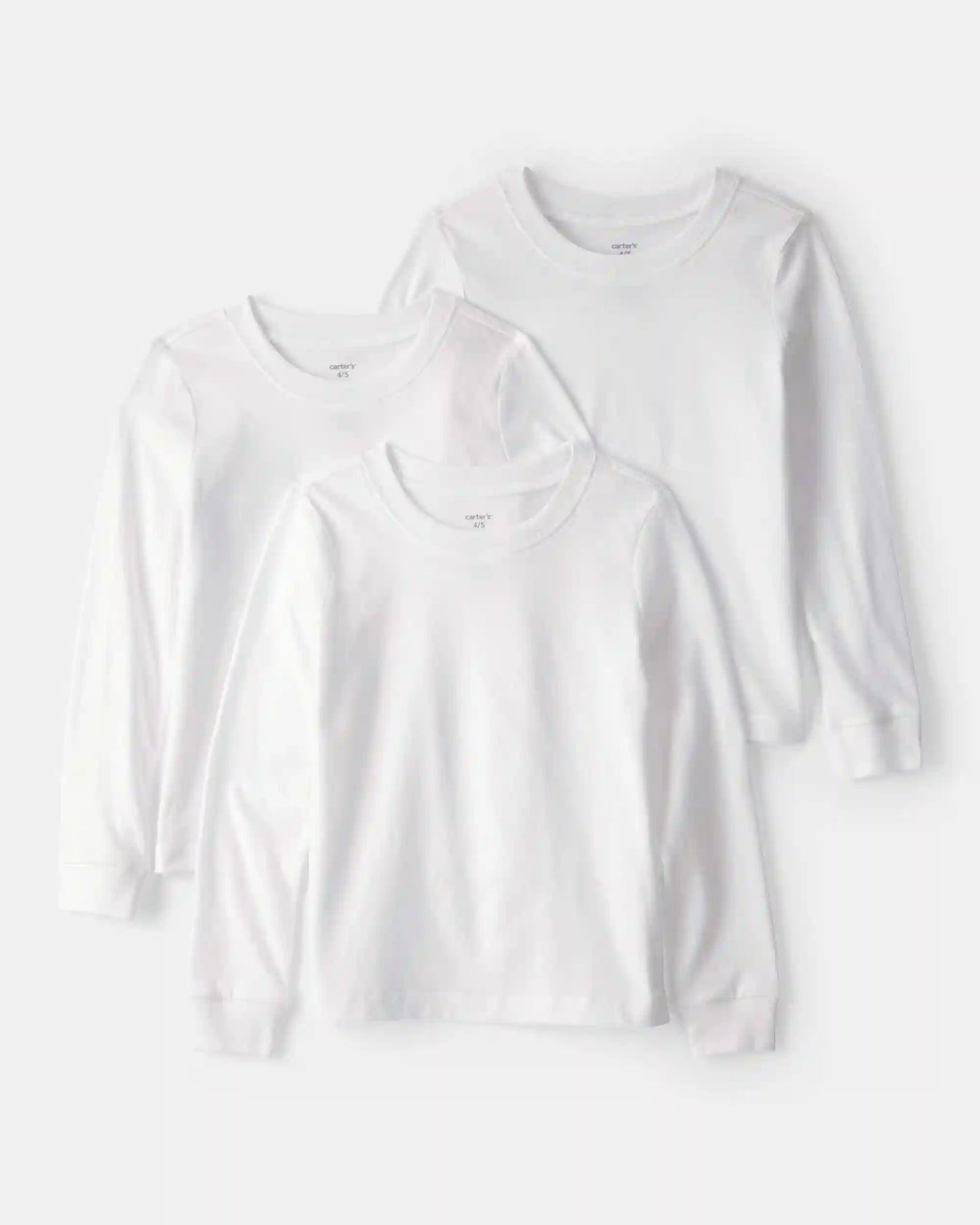 Boys 3-Pack Long-Sleeve Undershirts - White
