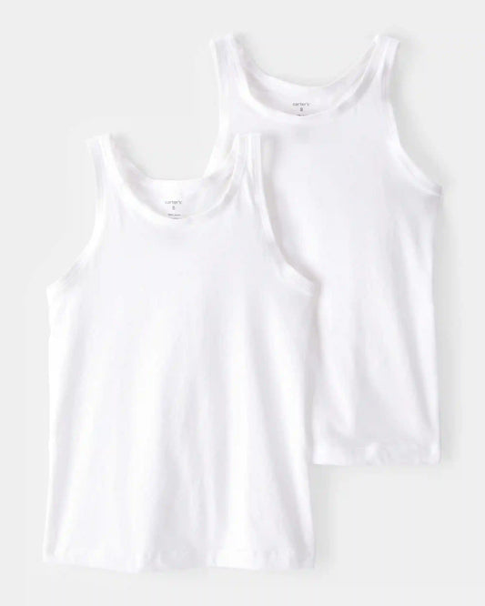 Girls 2-Pack Tank Undershirts - White
