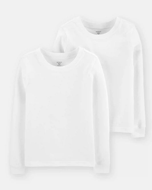 Boys 2-Pack Long-Sleeve Undershirts - White