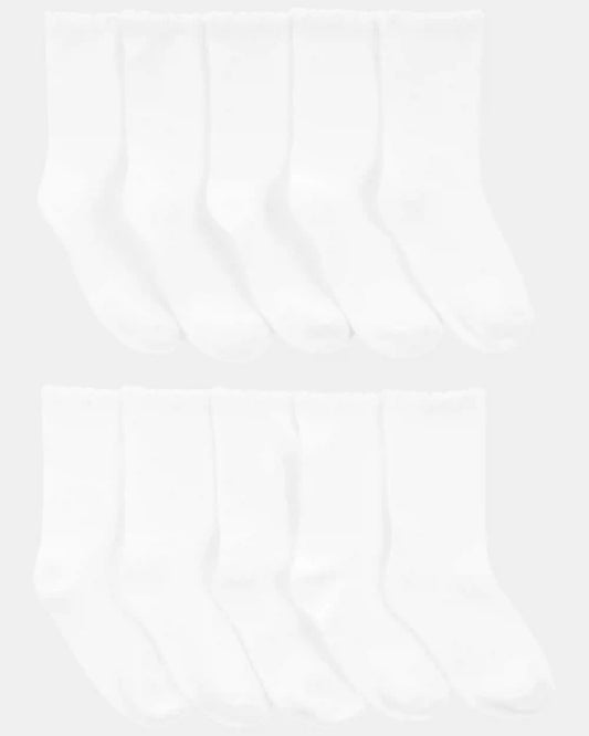 Girls 10-Pack Scallop Crew Socks