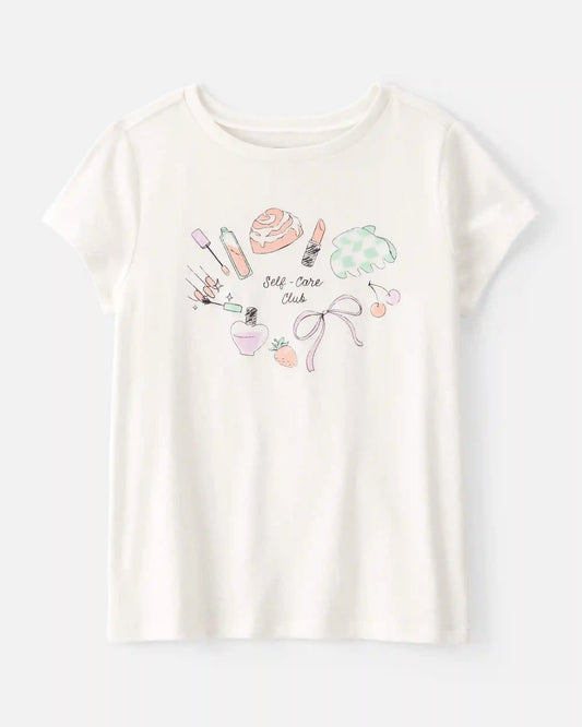 Girls 'Self Care Club' Short-Sleeve Graphic Tee - Ivory