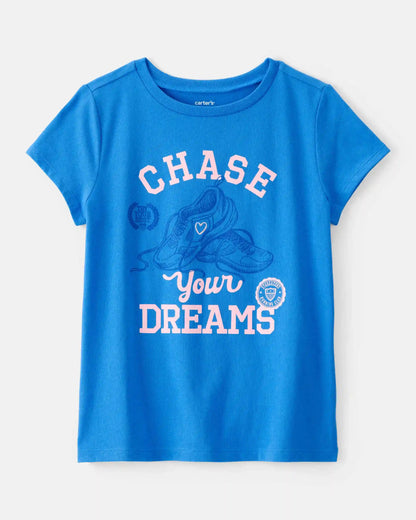 Girls Track Short-Sleeve Graphic Tee - Blue
