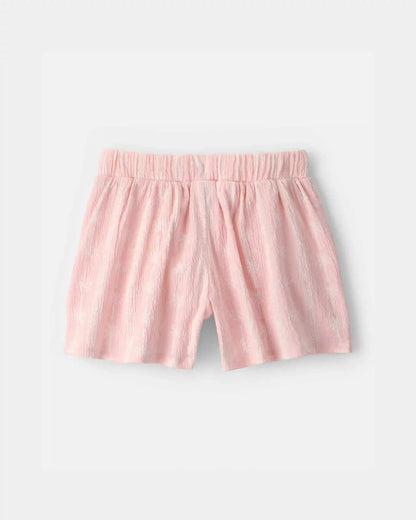 Girls Palm Tree Gauze Shorts - Pink