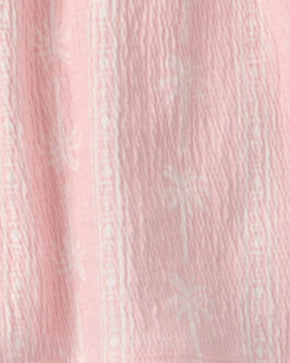 Girls Palm Tree Gauze Shorts - Pink
