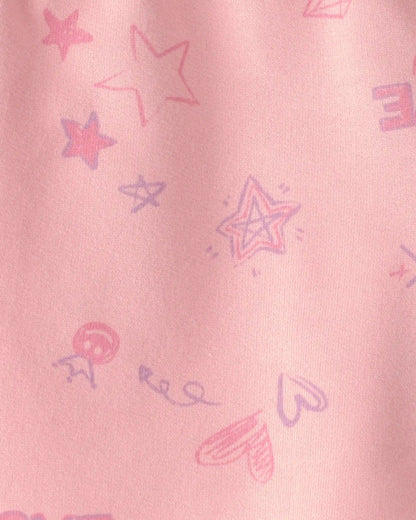 Girls Star French Terry Shorts - Pink