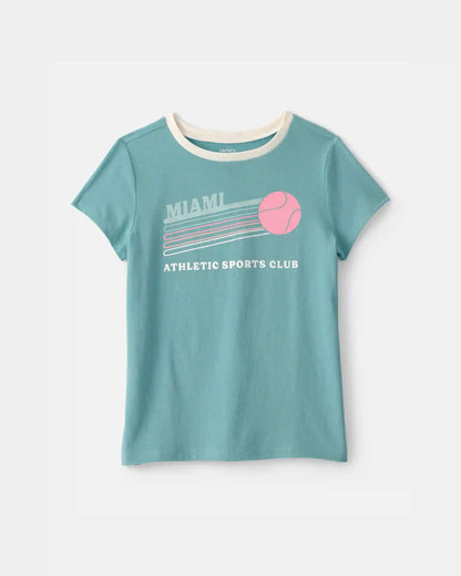 Girls 'Miami Sports Club' Graphic Tee - Blue