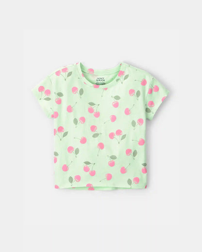 Girls Cherry Top - Green
