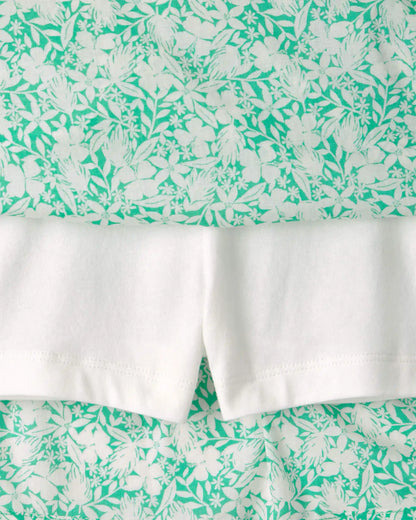 Girls 2-Piece Floral Sleeveless Top & Skort Set - Green/Ivory