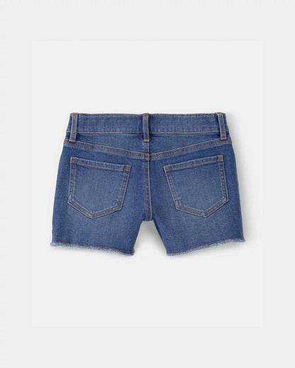 Girls Colorblock Denim Shorts - Dark Wash
