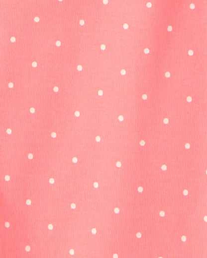Girls Strawberry 100% Cotton Snug Fit 4-Piece Pajama Set - Green/Pink