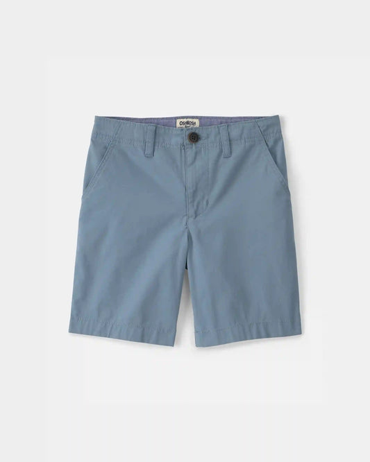 Boys Twill Flat-Front Shorts - Blue