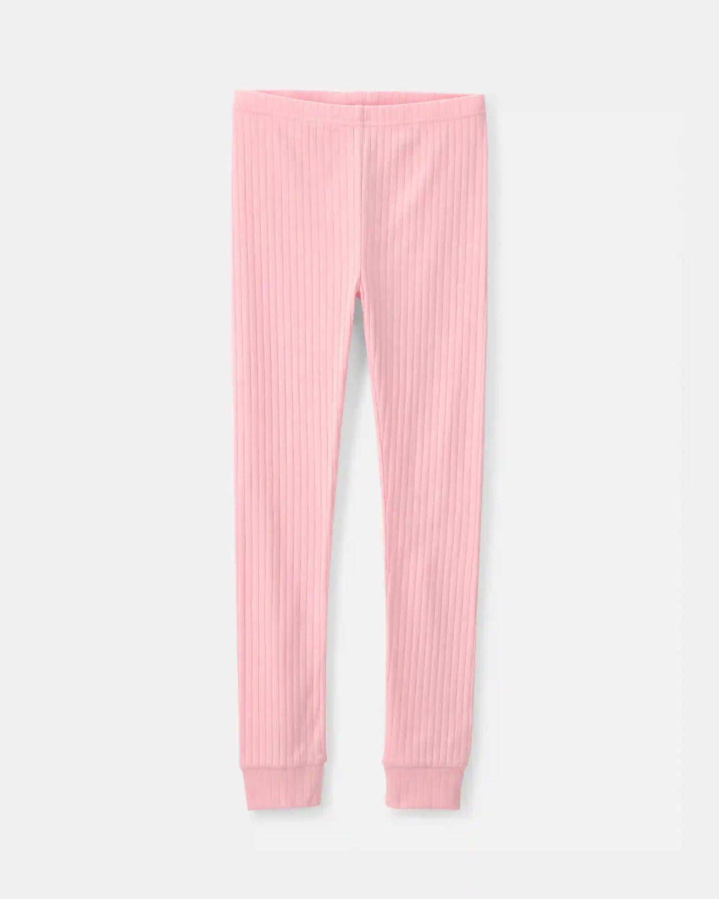 Girls Butterfly Rib Snug Fit 2-Piece Pajama Set - Pink
