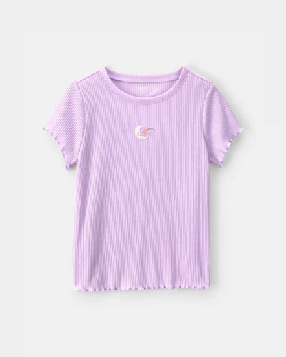 Girls Moon Rib Loose Fit 2-Piece Pajama Set - Purple