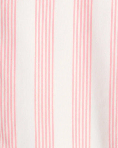 Girls Striped Loose Fit 2-Piece Pajama Set - Pink/Ivory