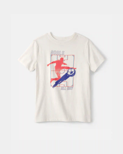 Kids Soccer Goals Graphic Tee - Cream