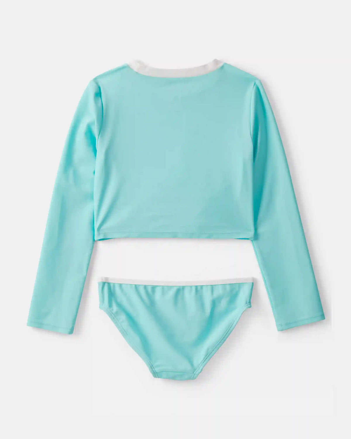 Girls 2-Piece Long-Sleeve Rashguard Swimsuit Set - Turquoise