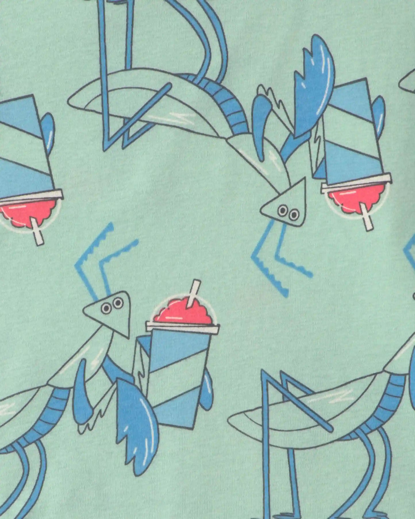 Boys 'Brain Freeze Club' 100% Cotton 4-Piece Pajama Set - Blue/Green