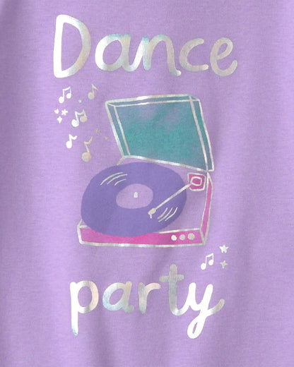 Girls Dance Party 100% Cotton 4-Piece Pajama Set - Purple