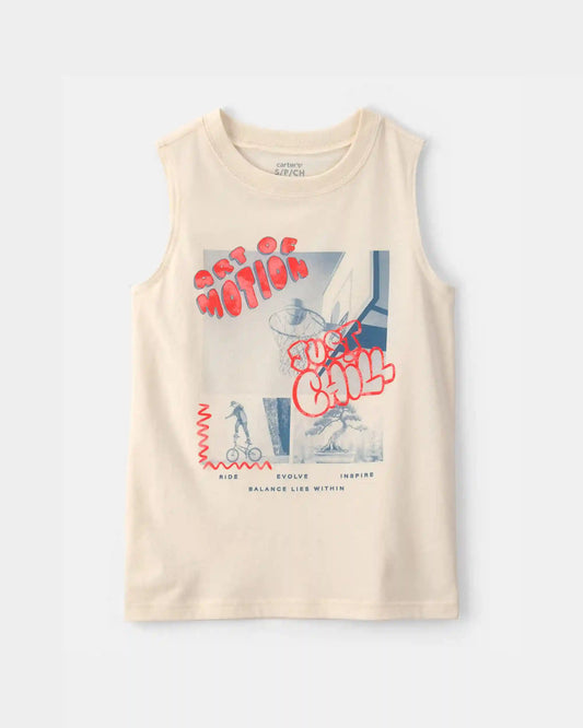 Boys 'Just Chill' Graphic Tank - Cream
