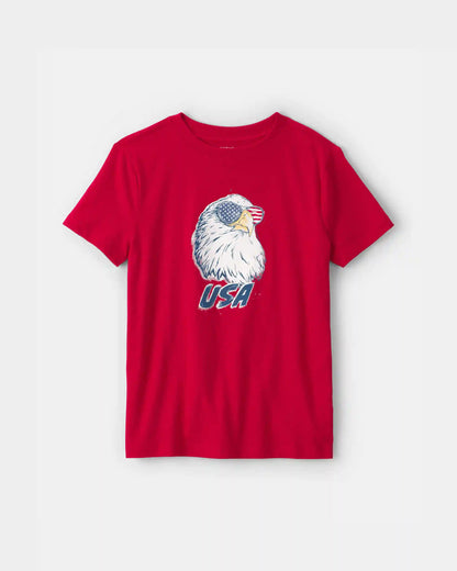 Kids Fourth Of July Eagle Graphic Tee - Red