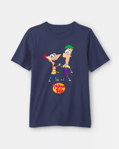 Kids Phineas and Ferb Graphic Tee - Navy Blue