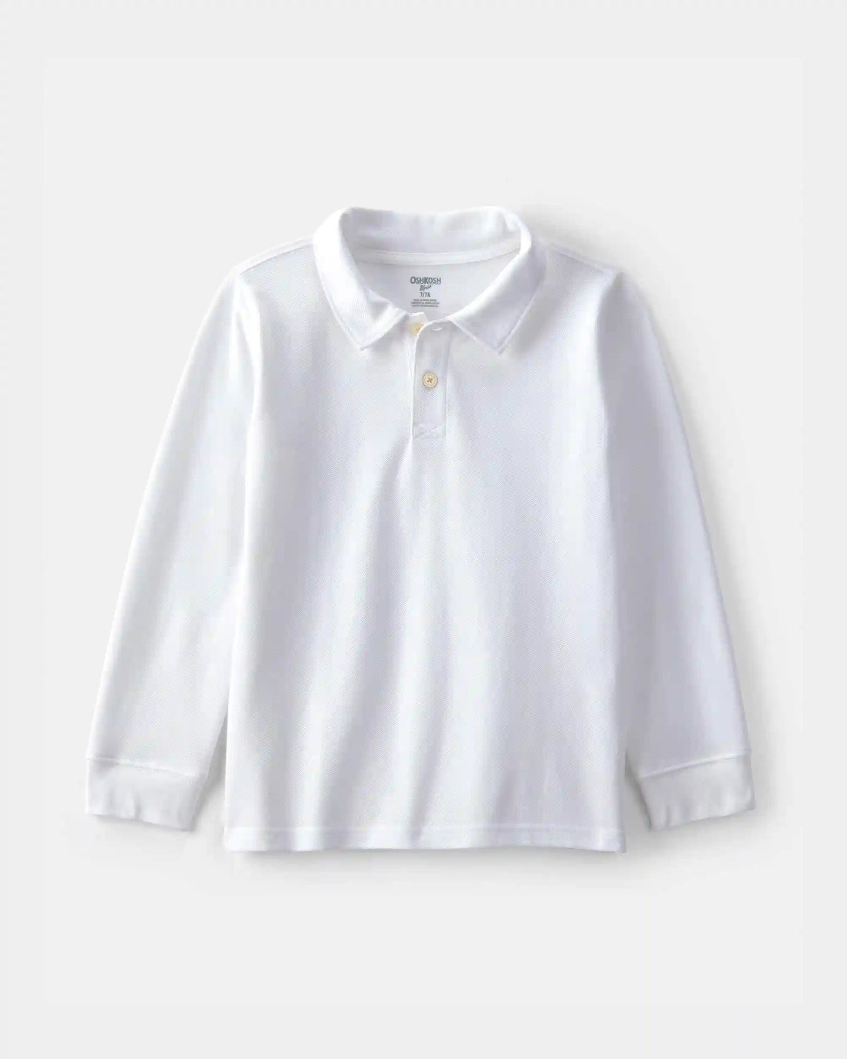 Boys Uniform Piqué Long-Sleeve Polo Shirt - White