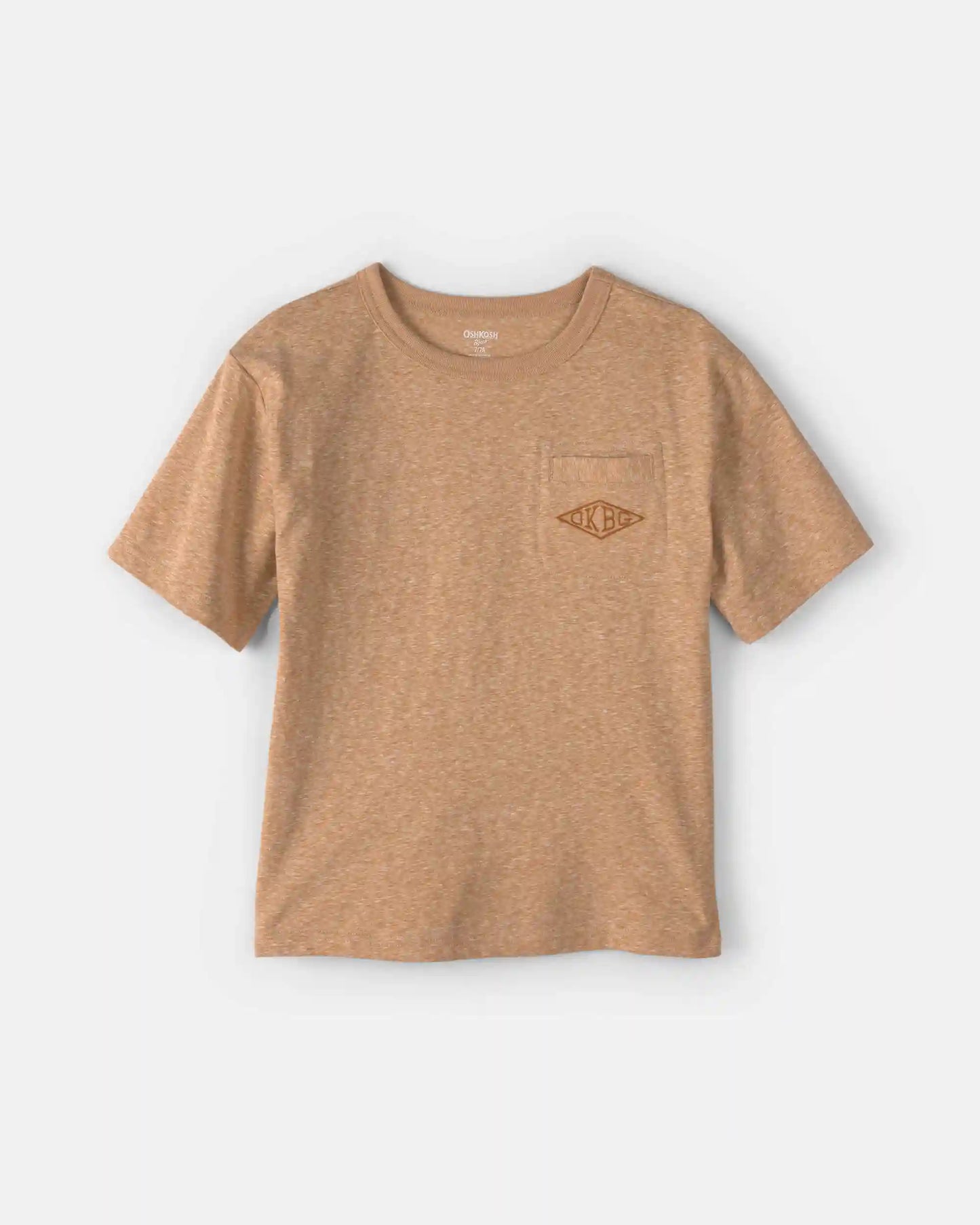 Kids OshKosh Logo Embroidered Pocket Graphic Tee - Tan