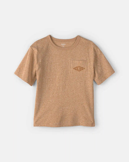 Kids OshKosh Logo Embroidered Pocket Graphic Tee - Tan